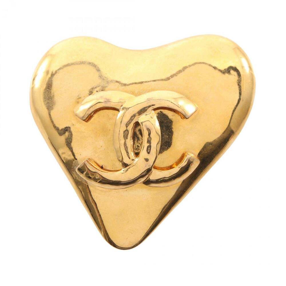 CHANEL Gold Logo Brooch